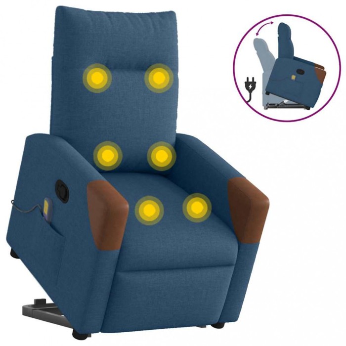 vidaXL Fotoliu de masaj rabatabil cu ridicare, albastru, textil 3324020