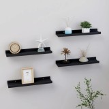 VidaXL Rafturi de perete, 4 buc., negru, 40x9x3 cm