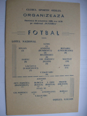 Program de meci fotbal/Lotul RSR-Otelul Galati (30 octombrie 1988) foto