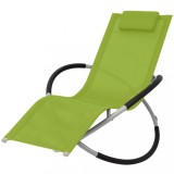 Șezlong Pliabil vidaXL Verde Geometric, Oțel Galvanizat, Textilena, Reglabil, Exterior, 166x74x81cm, Rezistent Intemperii