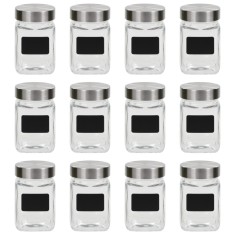 vidaXL Borcane de depozitare cu etichetă, 12 buc., 300 ml