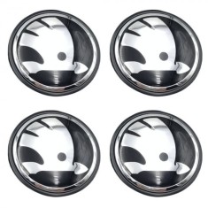Set 4 Capac Janta Aliaj Skoda 56MM Interior - 65MM Exterior Negru Cu Argintiu