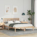 VidaXL Cadru de pat cu headboard Maro 140 x 190 cm Lemn masiv de pin