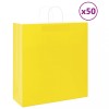 VidaXL Pungi de h&acirc;rtie 50 buc cu m&acirc;nere galbene 45x17x48 cm