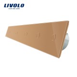 Cumpara ieftin Intrerupator touch LIVOLO din sticla, 5 &icirc;ntrerupatoare simple, auriu