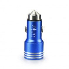 Incarcator Auto Universal Blun Bullet, 2*USB, 12/24V, 3.1 Amperi, Albastru foto