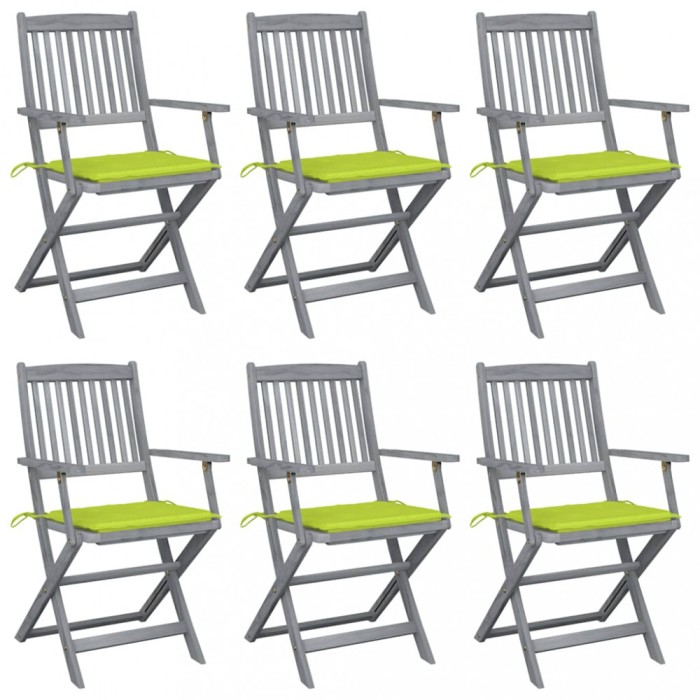 vidaXL Scaune pliante de exterior cu perne 6 buc. lemn masiv de acacia
