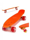 Skateboard Penny Board pentru copii cu roti din cauciuc iluminate LED culoare Orange