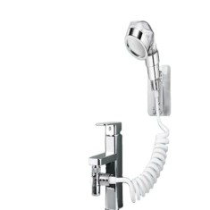 Cap de dus multifunctional, din inox, flexibil, cu fixare la bateria chiuvetei, prindere pe perete, argintiu