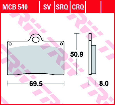 Set placute frana fata TRW MCB540 - Aprilia RS4 50 - RS 125-250 - Cagiva Mito - Ducati Monstert - Husqvarna SM - KTM Duke - Moto Guzzi foto