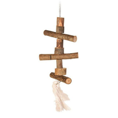 Jucărie pentru păsări- picioare din lemn pe un lanţ, 40 cm foto