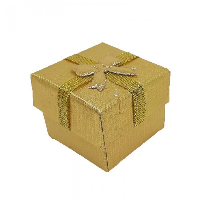 Cutie pentru cadouri cu fundite, auriu, 4 cm x 4 cm x 3 cm