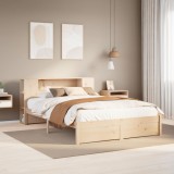 vidaXL Pat cu bibliotecă fără saltea, 120x190 cm, lemn masiv de pin