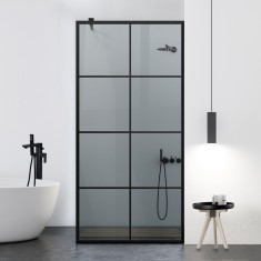 Paravan dus walk-in Aqua Roy Black, model Mode negru, sticla 8 mm gri, securizata, anticalcar, 70x195 cm