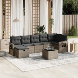 Gossi set canapele de gradina cu perne, 8 piese, gri, poliratan