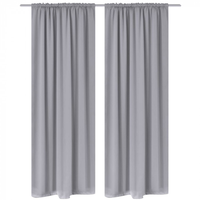 Draperii opace cu rejansă, 2 buc., gri, 135 x 245 cm 130376