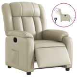 Cumpara ieftin Fotoliu rabatabil electric, crem, piele ecologica