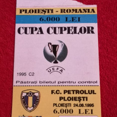 Bilet meci fotbal PETROLUL PLOIESTI - WREXHAM (Cupa Cupelor 24.08.1995)
