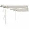 Copertină retractabilă manual, cu LED, crem, 4,5x3 m