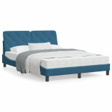 VidaXL Cadru de pat cu tăblie, albastru, 140x200 cm, catifea
