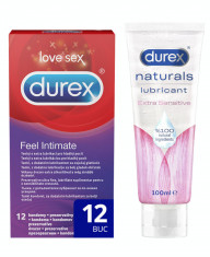 Prezervative Durex Feel Intimate 12 buc + Lubrifiant Durex Naturals Extra Sensitive 100 ml foto