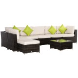 Cumpara ieftin Outsunny Set Mobilier pentru Grădină 8 Piese, Canapea, Masă de Exterior, Perne Detașabile și Lavabile, Design Elegant | Aosom Romania