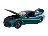 Macheta metal BMW M8 verde replica 1:24 verde cu sunete si lumini deschide usi, capota si portbagaj