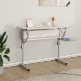 Gossi birou creatie alb &amp; gri 110x53x(58-87)cm lemn prelucrat &amp; otel