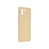 Husa din silicon compatibila cu Samsung Galaxy A03 cu protectie la camera,silk touch, interior din catifea, Bej