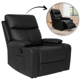 Fotoliu confortabil tip canapea extensibila, piele ecologica neagra, JollyMag, SOF01CZ