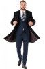 Palton barbati business negru lung B163, 42, 44, 46, 48, 50, 52, 54, 56, 58, 60
