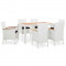 Set mobilier de exterior, 7 piese, alb, poliratan