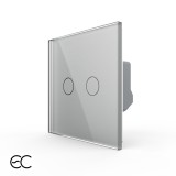 Intrerupator dublu touch Livolo din sticla gri cu protocol ZigBee EC