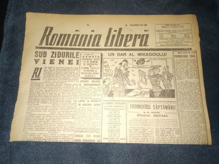 ZIARUL ROMANIA LIBERA 11 APRILIE 1945