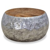 Cumpara ieftin Masuta de cafea din aluminiu si tec, 60 x 60 x 30 cm