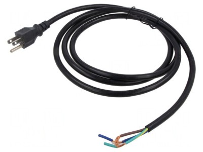 Cablu NEMA 5-15 3x16AWG PVC 2m Negru 13A foto