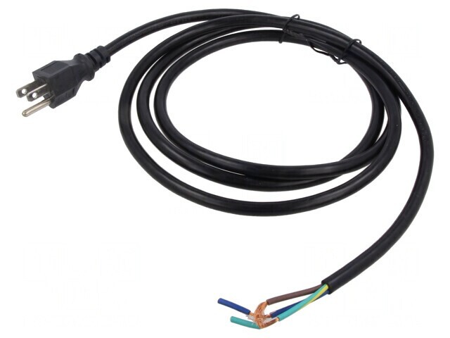Cablu NEMA 5-15 3x16AWG PVC 2m Negru 13A