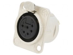 Conector XLR Mamă Drept Argint 7.5A