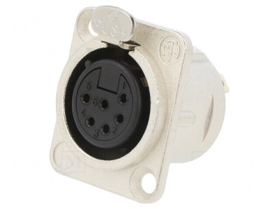 Conector XLR Mamă Drept Argint 7.5A foto