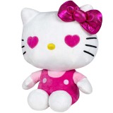 Jucarie din plus Hello Kitty cu salopeta roz, Editie aniversara, 16 cm, Play By Play