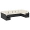 Set canapele de gradina cu perne, 10 piese, negru, poliratan