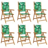 Cumpara ieftin Scaune pliante rabatabile, 6 buc., material textil verde si lemn masiv