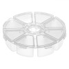 Cutie Depozitare Decoratiuni Unghii, Carusel 8 Compartimente, Plastic, Transparenta, Diametru 10cm