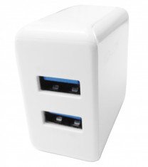 Incarcator retea TD-LTE TD-T21 Dual USB + cablu detasabil Lightning la USB alb foto