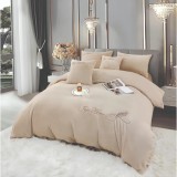 Cumpara ieftin Lenjerie de Pat Brodate , Cearceaf cu Elastic, 6 Piese, Blană de Iepure Artificială cu Fir Scurt, Bej - JOJ637