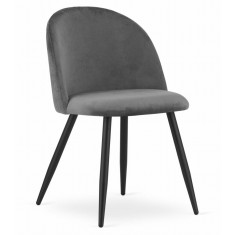Scaun bucatarie/living, Artool, Bello, catifea gri, picioare metal negru, 46x42.5x76.5 cm