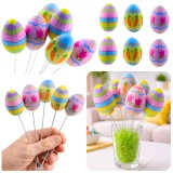 Set 6 oua decorative cu motive de morcovi si lalele, 5 x 3.5 cm, multicolor, Lean 21312