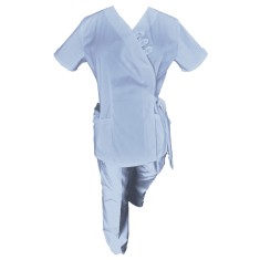 Costum Medical Pe Stil, Tip Kimono Albastru Deschis, Model Daria - L, 2XL