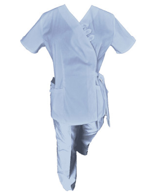 Costum Medical Pe Stil, Tip Kimono Albastru Deschis, Model Daria - XL, L foto