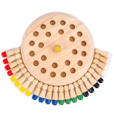 Joc de Memorie, Cyrax, pentru Toata Familia, din Lemn, Diametru Tabla de Joc 17 cm, Interactiva, +4 Ani, 6 Culori, Multicolor foto